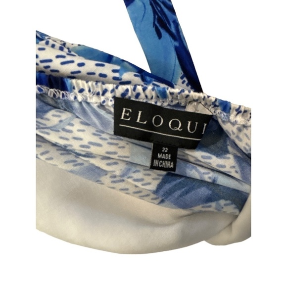 Eloquii Plus Size Blue Floral Sleeveless Open Tie Back Ruffle Hem Maxi Dress 22 - Picture 4 of 5